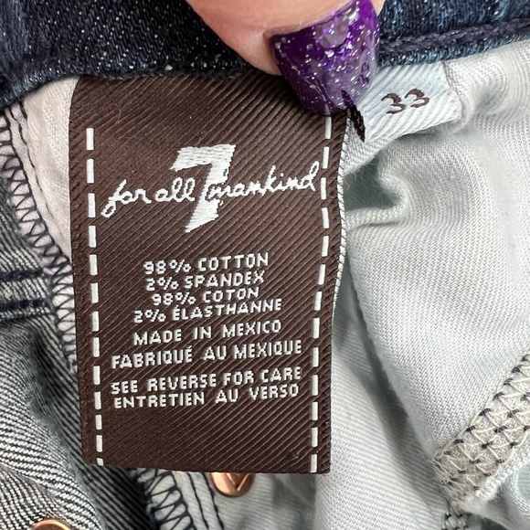 7 FOR ALL MANKIND MEDIUM BLUE BRETT SQUIGGLE BOOTCUT JEANS - Picture 11 of 13